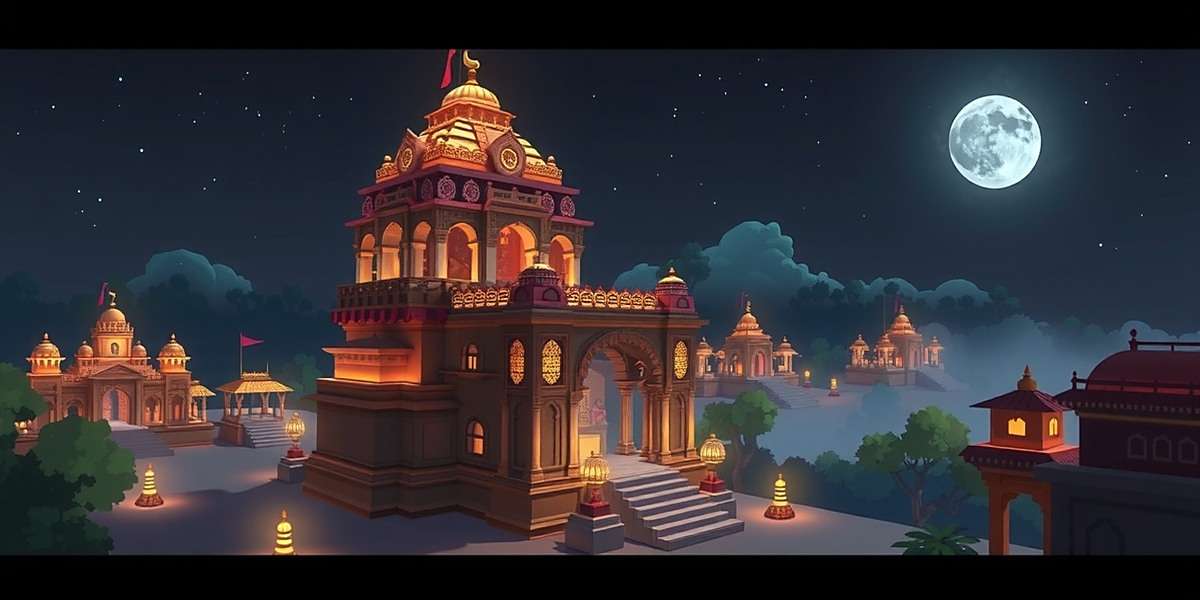 Temple Legacy Quest Diwali Celebration Event Temple Legacy Quest Diwali special event with illuminated temple